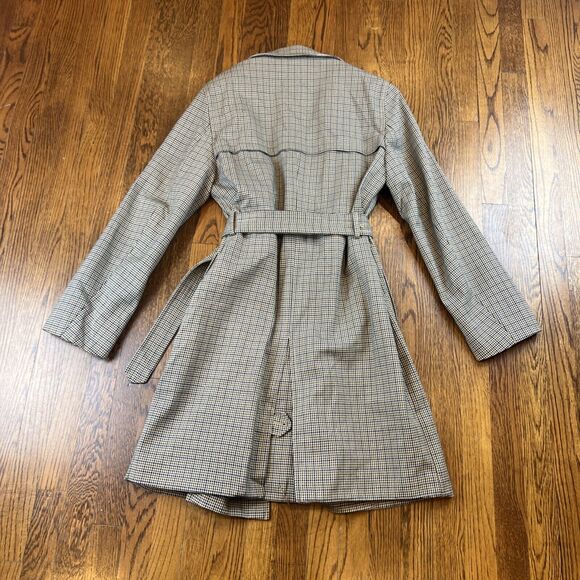 Topman Checkered Trench Coat Jacket Sz S Double Breasted Plaid Houndstooth $250 - Picture 6 of 12